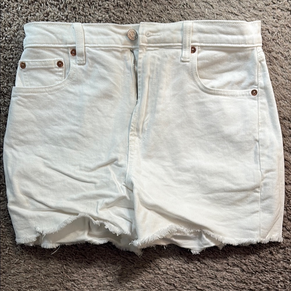 GAP White Jean Shorts with Distressed Hem